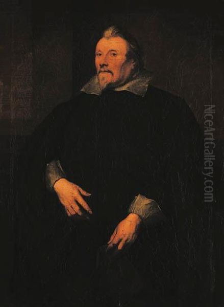 Portrait Of A Gentleman, Three-quarter-length, In Black Costume,holding A Book - view 1