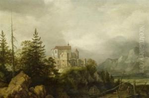 Mountain Landscape With A Town by Allart Van Everdingen