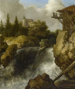 Mountain Landscape With A Waterfall. by Allart Van Everdingen