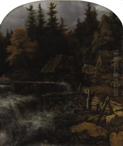 Watermill In A Rocky Landscape by Allart Van Everdingen