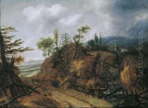 Gebirgslandschaft Mit Wasserfall. by Allart Van Everdingen