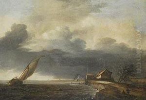 Vista Costera Con Barco De Vela