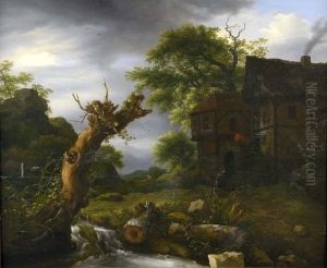 [paysage Avec Maisons, Personnages Et Cascade.] by Allart Van Everdingen