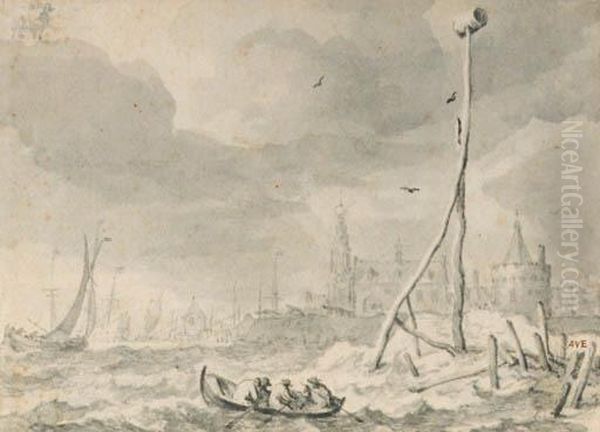 A Capriccio Of Amsterdam Seen
From The Ij With The Schreierstorenand The Oude Kerk: The Month Of April - view 1