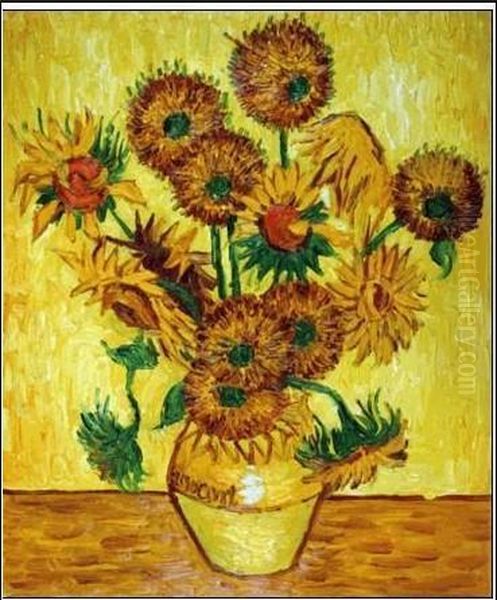 Vase With Fifteen Sunflowers - view 1