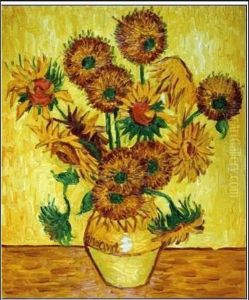 Vase With Fifteen Sunflowers