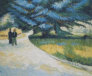 Poet's Garden With A Couple And A Blue Fir by Vincent Van Gogh