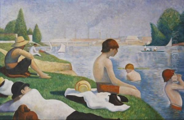 Le Champs Et Bord De Seine Deux Huiles Sur Toile - view 1