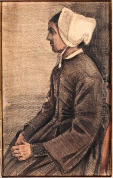 Woman With White Cap, Half-length - view 1
