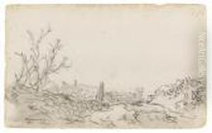 Recto: Dune Landscape With Trees At Left And A House by Jan van Goyen
