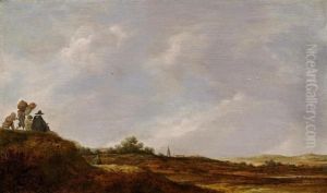 Dunenlandschaft Mit Figuren Auf Einer Anhohe by Jan van Goyen