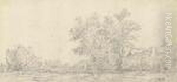 Studies Of Trees And Bushes, With Cottages - view 1