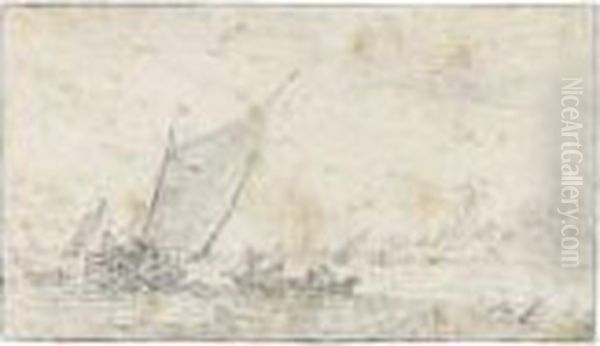 Estuary Scene With Boats On Choppy Water - view 1