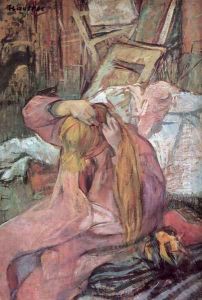 Woman combing her hair 2