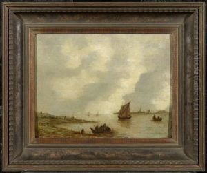 A River Landscape With Fishing Boats by Jan van Goyen