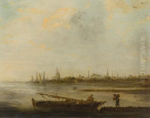 Figures And Boat Before A Coastalskyline by Jan van Goyen