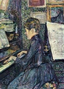 Mademoiselle Dihau Playing the Piano by Henri De Toulouse-Lautrec