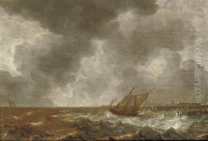 Shipping In Stormy Waters by Jan van Goyen