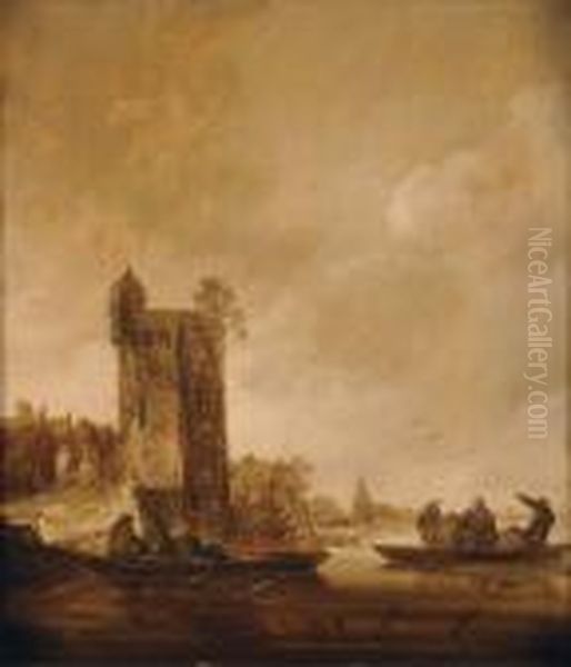 Embarcations Aux Abords D'un Chateau En Ruine - view 1