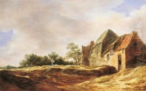 Landschaft Mit Gehoft Und Einem Wanderer by Jan van Goyen