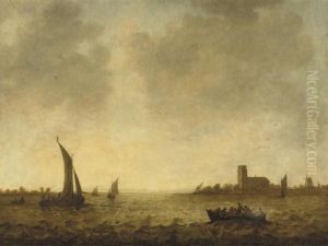 A View Of Dordrecht With Shipping On The Merwede by Jan van Goyen