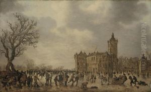A Winter Landscape With Figures Desporting On The Ice By Schlossmontfoort A Winter Landscape With Figures Desporting On The Ice By Schlossmontfoort