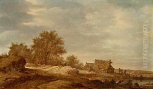 Paesaggio Olandese Di Dune Con Case Coloniche E Coloni