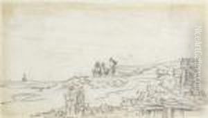 Three Figures On A Dyke by Jan van Goyen