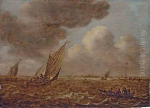 Shipping In An Estuary In Choppy Water by Jan van Goyen
