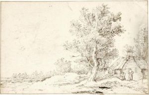 Landscape With Buildings By Trees by Jan van Goyen