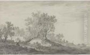 Travellers Resting On A Rise
Along A Road, With A Cottage In Woods To The Left And Covered Waggons In
The Distance Travellers Resting On A Rise
Along A Road, With A Cottage In Woods To The Left And Covered Waggons In
The Distance