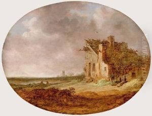 An Extensive Landscape With Peasants Sitting On A Bank by Jan van Goyen