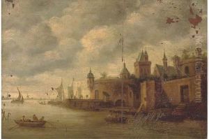 A Town On A River With Fishermen by Jan van Goyen