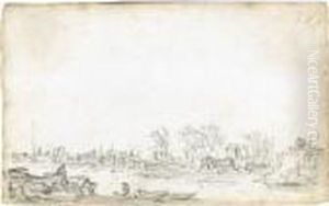 A Sketchbook Page: View Of The Breach In The St. Anthony's Dike, Near Houtewael by Jan van Goyen