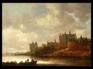 Flusslandschaft Mit Fischern Und Einer
Befestigten Stadt Im Vordergrund by Jan van Goyen