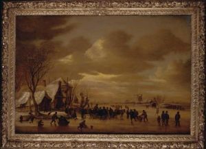 Winter Landscape With Skaters On
A Frozen Lake Beside A Tavern A Windmill Beyond by Jan van Goyen