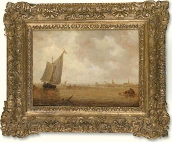 A River Landscape With A Smalschip And Rowing Boats - view 1