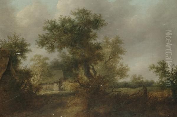 A Wooded Landscape With A Traveller On A Path At The Edge Of A Village - view 1