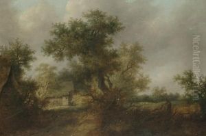 A Wooded Landscape With A Traveller On A Path At The Edge Of A Village by Jan van Goyen