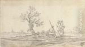 Three Peasants Resting On A Path by Jan van Goyen