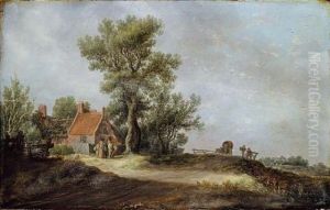 Peasants Before A Dilapidated Cottage