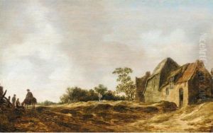 A Landscape With A Cottage And Figures by Jan van Goyen