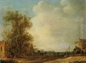 Ein Wirtshaus Mit Einem Schwan
Im Aushangeschild. Im Vordergrund Links Drei Figuren Vor Einer Kapelle
(der Petronella-kapelle In De Bilt Bei Utrecht). by Jan van Goyen