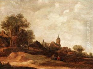 Landscape With A Village And Figures by Jan van Goyen