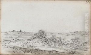 Landscape With Bushes And A Group Of Trees, With Buildings In The Distance by Jan van Goyen