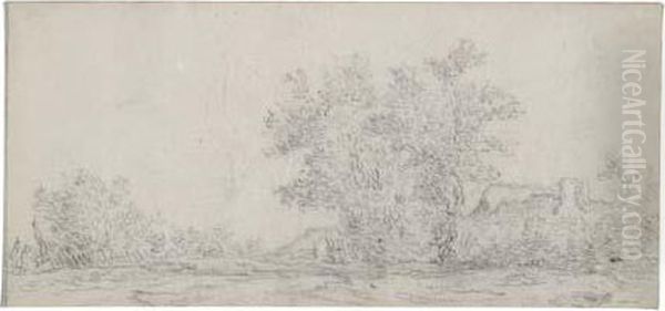 Landscape With A Group Of Trees And A Farmhouse - view 1