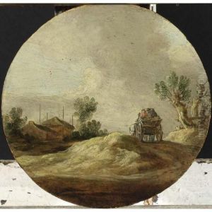 Travellers In A Cart On A Path, A Farm Beyond by Jan van Goyen