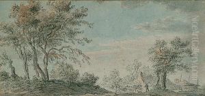 A Figure And His Dog In A Landscape A Figure And His Dog In A Landscape