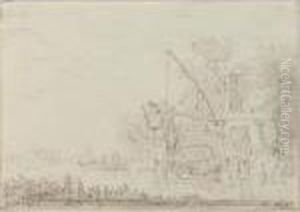 River Landscape With Farm And Boats by Jan van Goyen