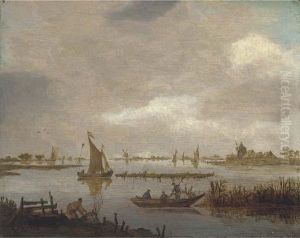 A River Landscape With Fishermen A River Landscape With Fishermen
